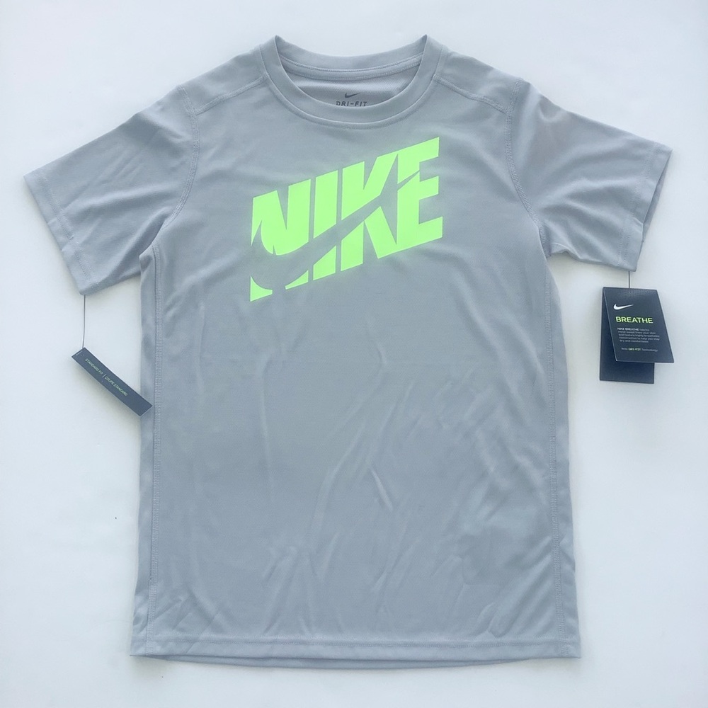 NWT Nike Gray & Neon Dri Fit Tee